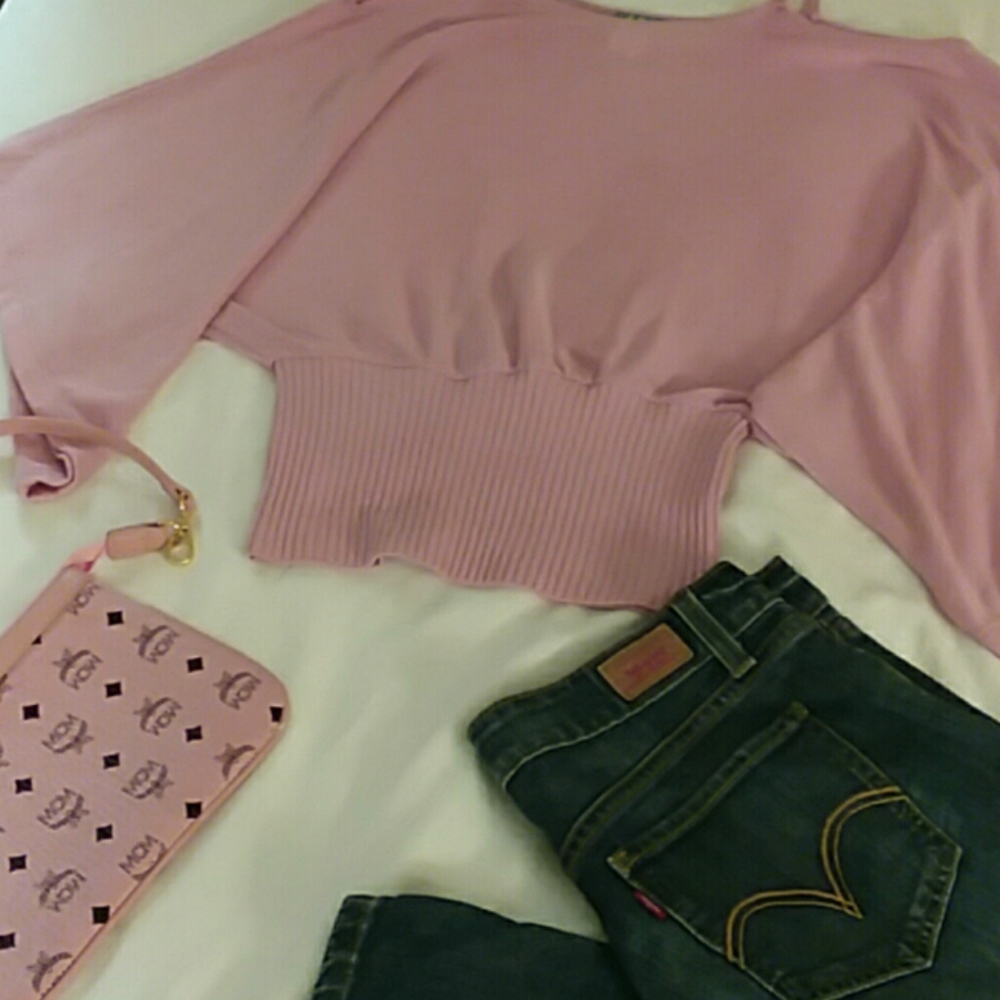 Pink Shoulder-less Sweater, Small